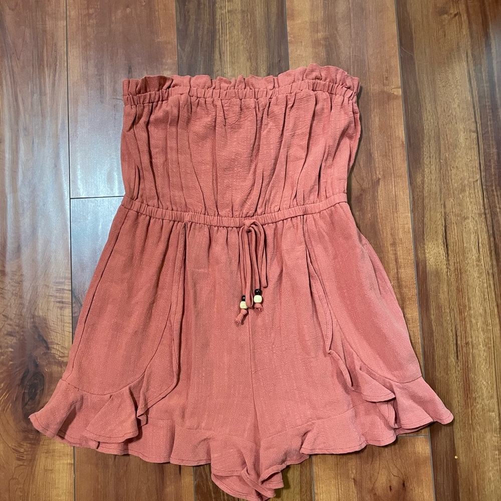 Pink Lily Terracotta Strapless Romper